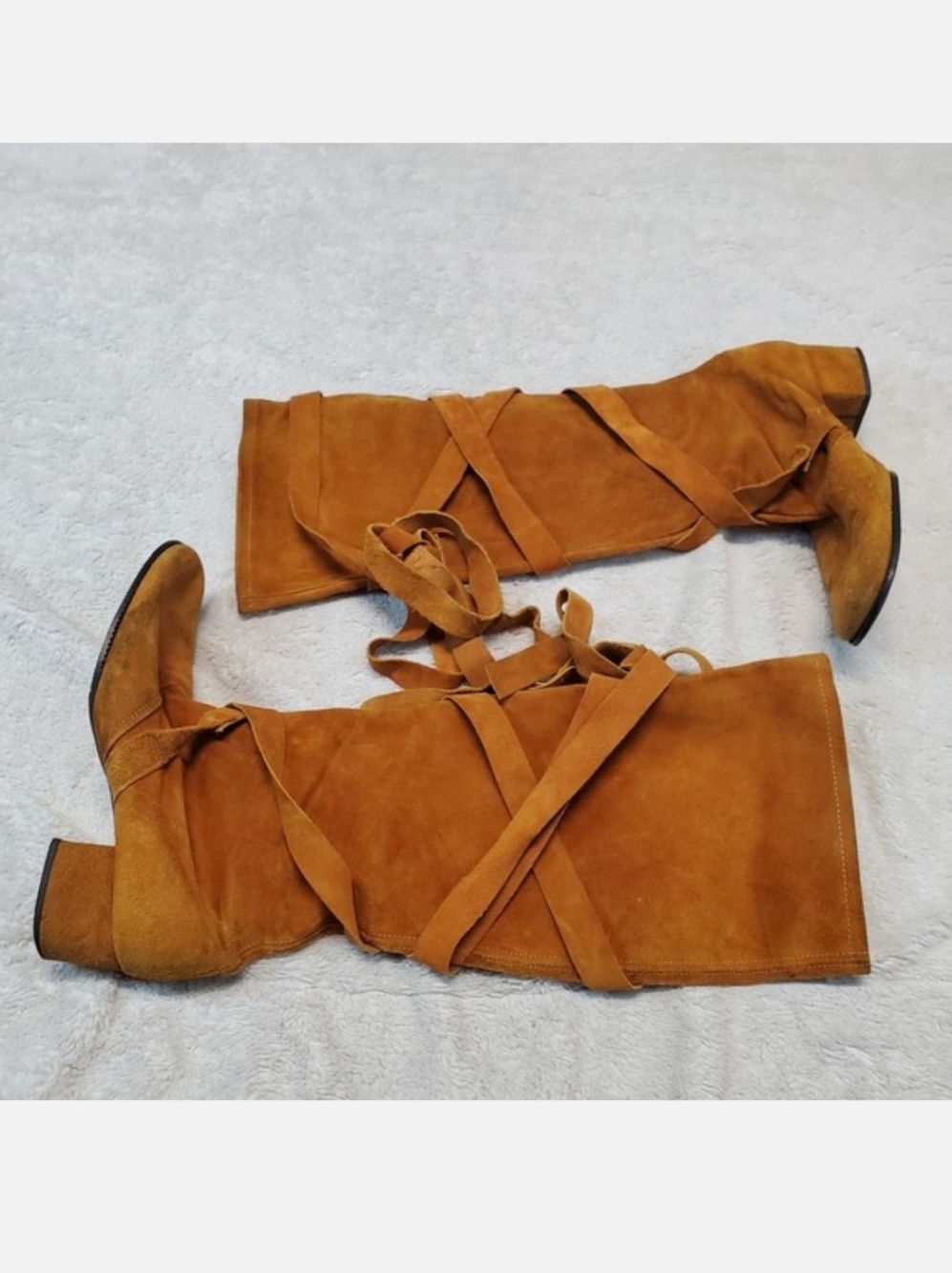 Vintage Capezio Tan Suede Renaissance Boho Festival Fairy Tall Heeled Boots 8.5